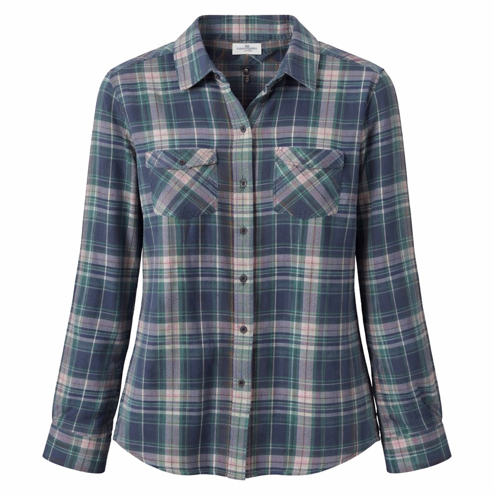 L.L. Bean Plaid Shirt Women Small Blue Pink Cotton Button Down Classic Outdoor